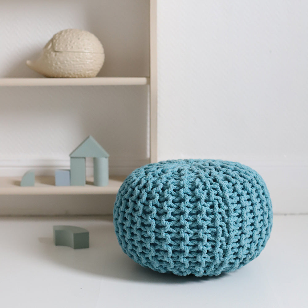 Nattiot cotton Kid's pouf - Lili Aqua - D30 x H20 cm