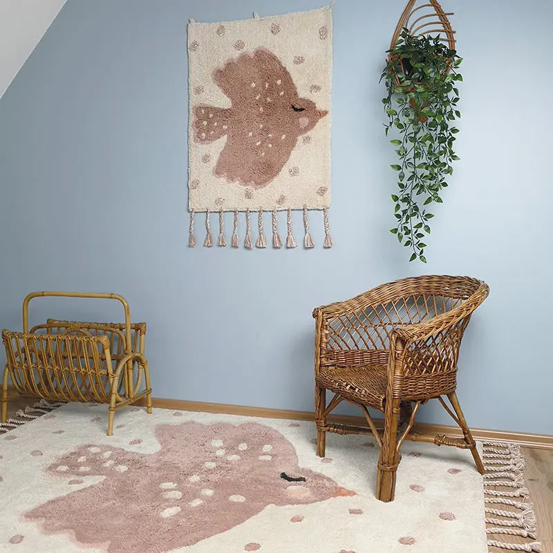 Tapis chambre enfant coton lavable motif oiseaux BIRDY nattiot-shop