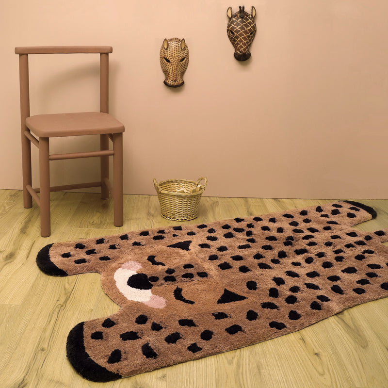 LITTLE CHEETAH washable nursery rug – machine washable cotton kids area rug