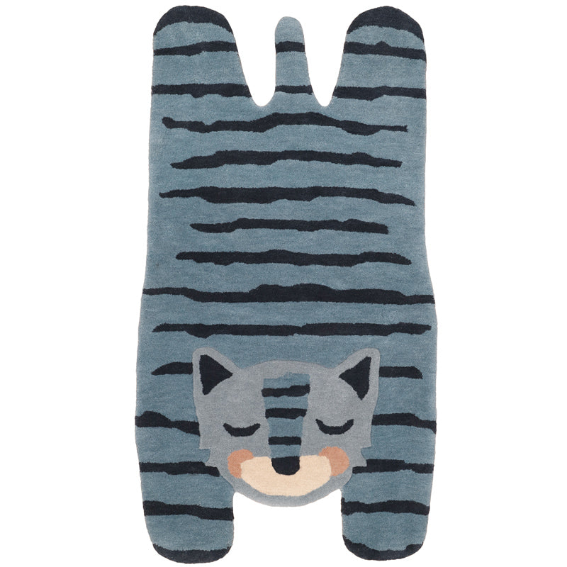 Nattiot Hand Tufted Wool Kids' Rug - Blue Tigger - 65 x 125 cm