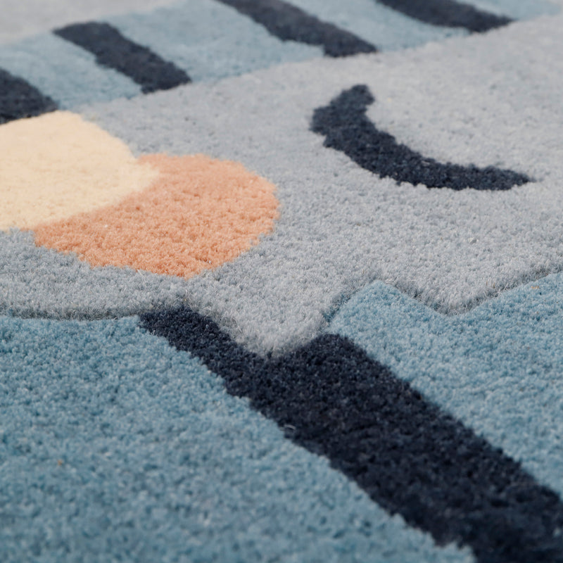 Nattiot Hand Tufted Wool Kids' Rug - Blue Tigger - 65 x 125 cm