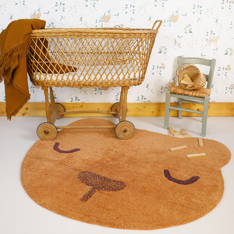 Nattiot washable cotton baby room rug with teddy bear - Sandel - 100 x 110 cm