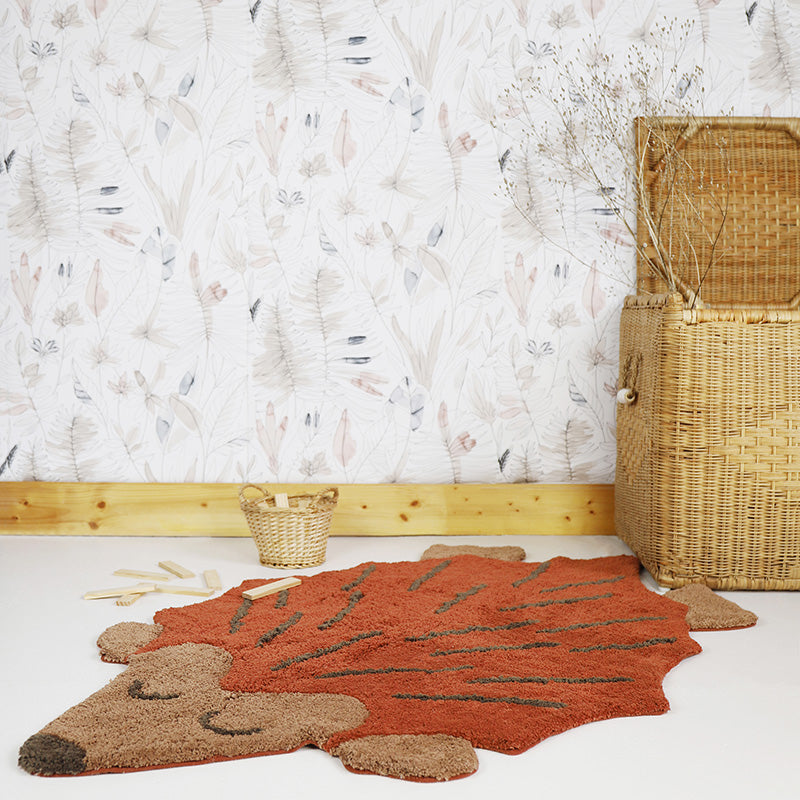 Nattiot Washable cotton Kid's bedroom rug with a small hedgehog - Ollen - 80 x 120 cm
