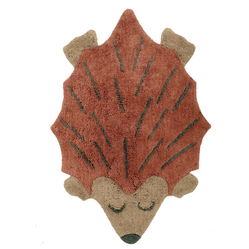 Nattiot Washable cotton Kid's bedroom rug with a small hedgehog - Ollen - 80 x 120 cm
