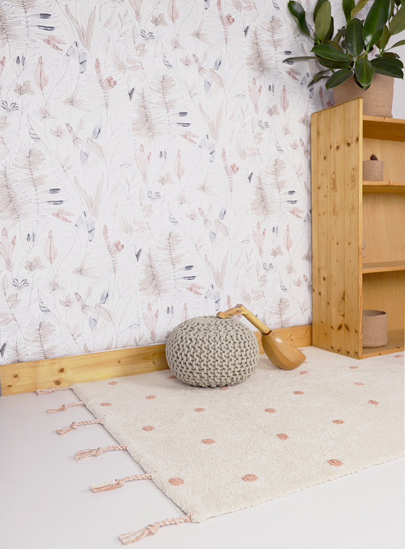 Nattiot Washable Cotton Polka Dot Kid's Rug - Nümi Nude Pink - 100 x 150 cm