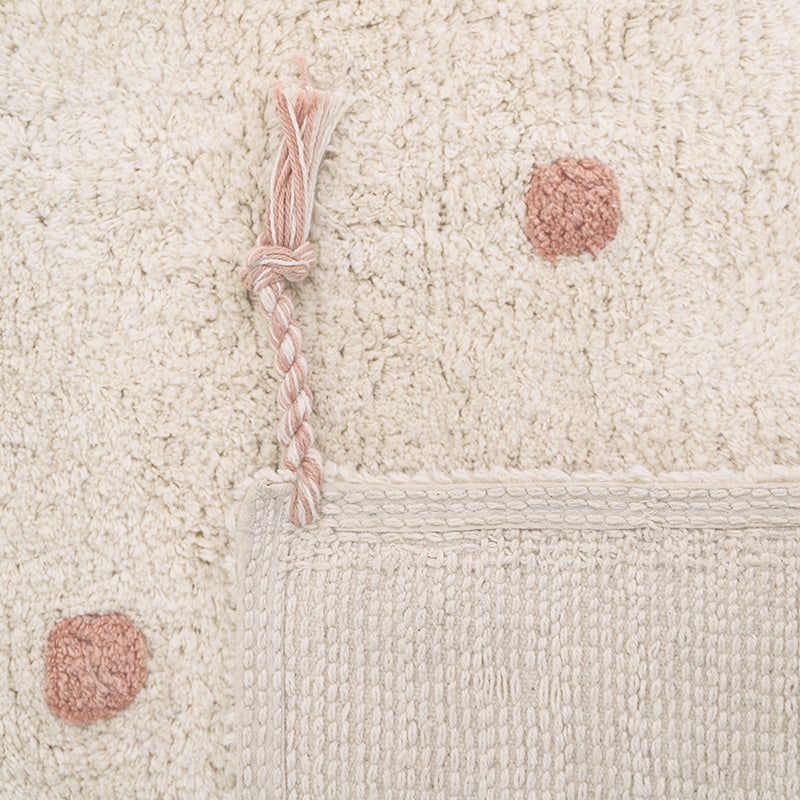 Nattiot Washable Cotton Polka Dot Kid's Rug - Nümi Nude Pink - 100 x 150 cm