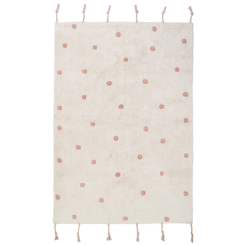 Nattiot Washable Cotton Polka Dot Kid's Rug - Nümi Nude Pink - 100 x 150 cm