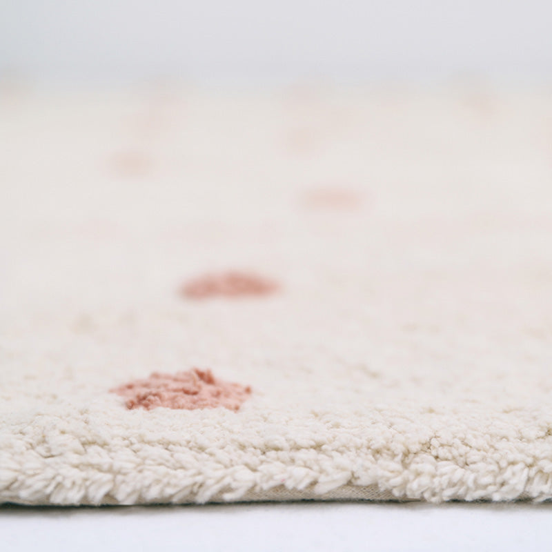 Nattiot Washable Cotton Polka Dot Kid's Rug - Nümi Nude Pink - 100 x 150 cm