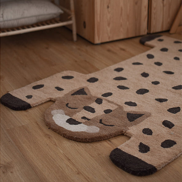 Nattiot Hand Tufted Wool leopard print Kid's bedroom rug - Kumako - 90 x 125 cm