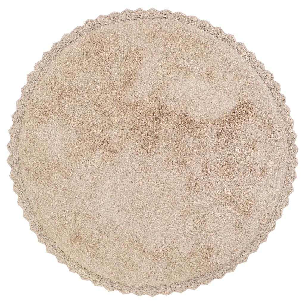 Nattiot Washable Cotton round kid's rug with crochet finish - Perla nude - D110 cm
