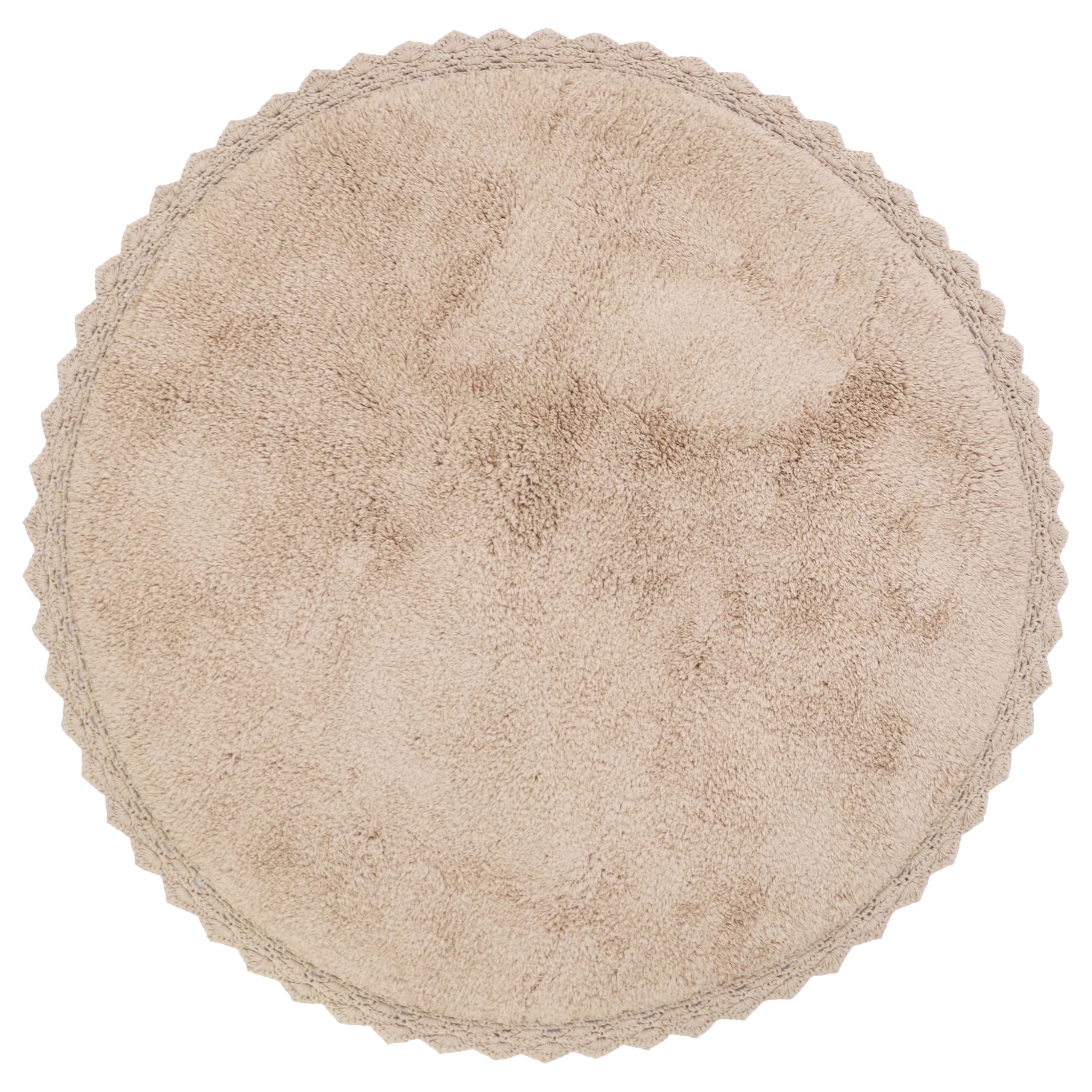 Nattiot Washable Cotton round kid's rug with crochet finish - Perla nude - D110 cm
