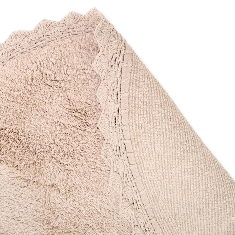Nattiot Washable Cotton round kid's rug with crochet finish - Perla nude - D110 cm