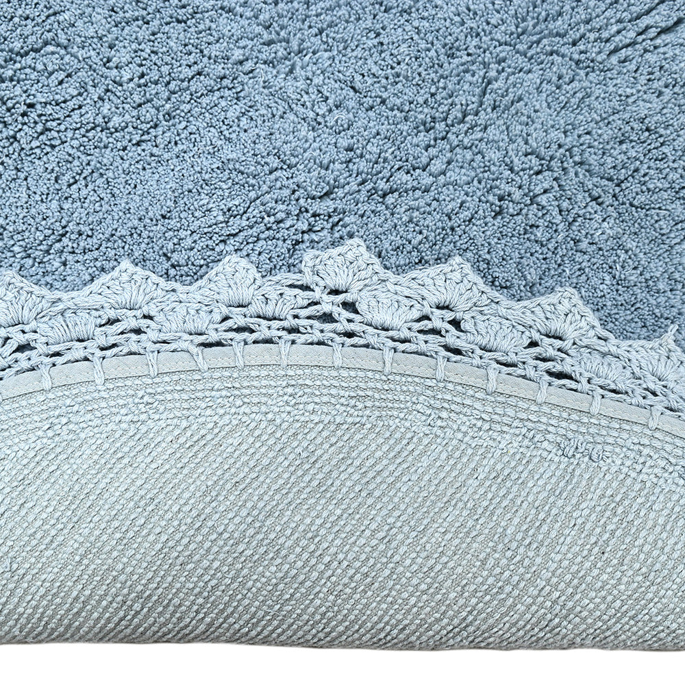 Nattiot Washable Cotton round kid's rug with crochet finish - Perla blue - D110 cm