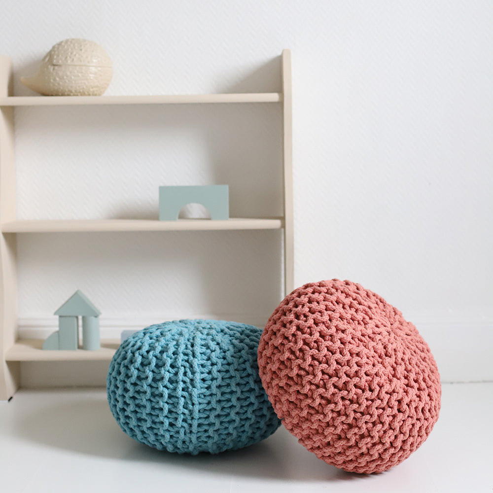 Nattiot Cotton Kid's pouf - Lili Coral - D30 x H20 cm