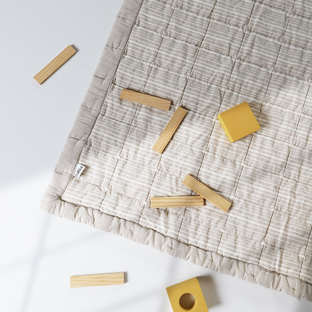 Nattiot Reversible Washed Cotton Baby blanket - Anna Sand - 100 x 87 cm