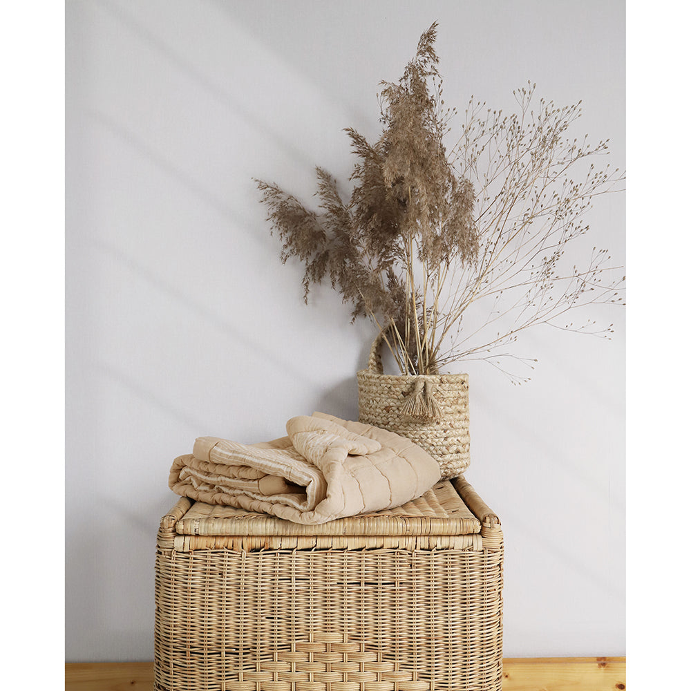 Nattiot Reversible Washed Cotton Baby blanket - Anna Caramel - 100 x 87 cm