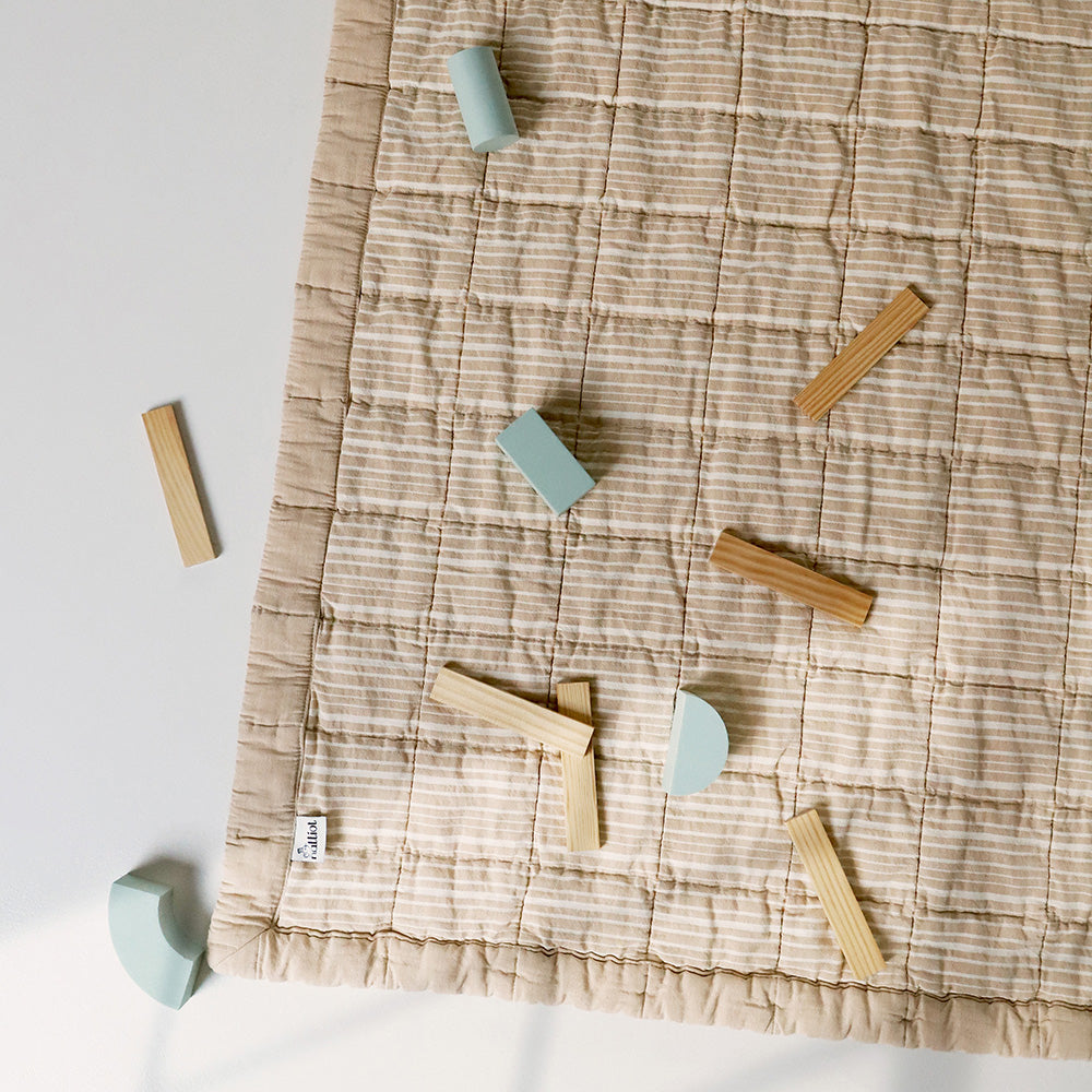 Nattiot Reversible Washed Cotton Baby blanket - Anna Caramel - 100 x 87 cm