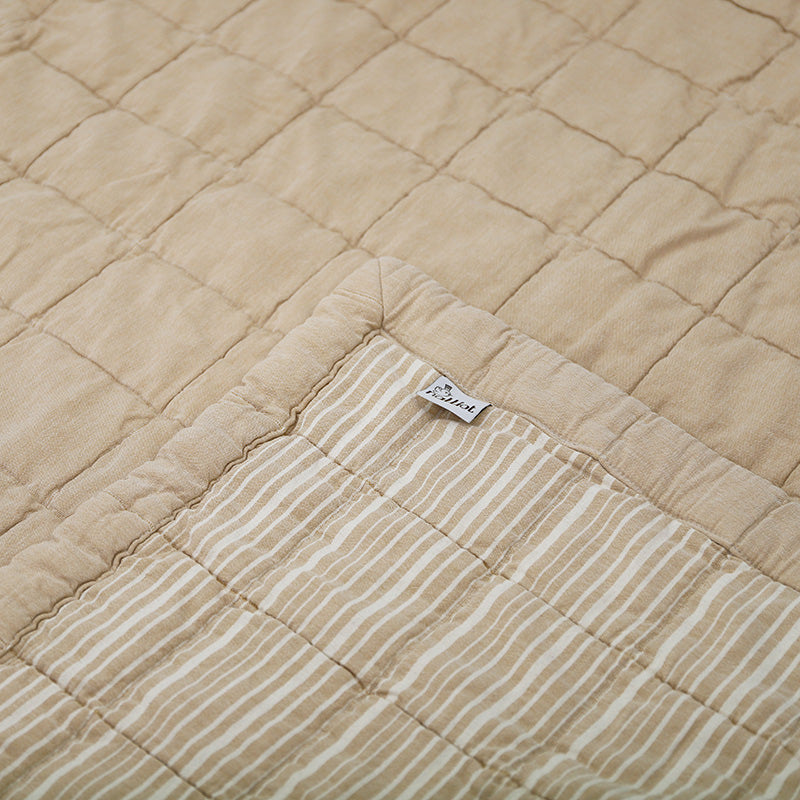 Nattiot Reversible Washed Cotton Baby blanket - Anna Caramel - 100 x 87 cm