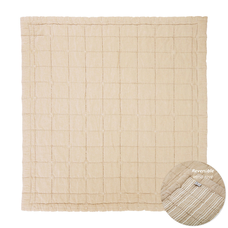 Nattiot Reversible Washed Cotton Baby blanket - Anna Caramel - 100 x 87 cm