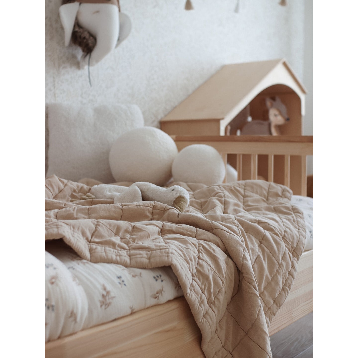 Nattiot Reversible Washed Cotton Baby blanket - Anna Caramel - 140 x 100 cm