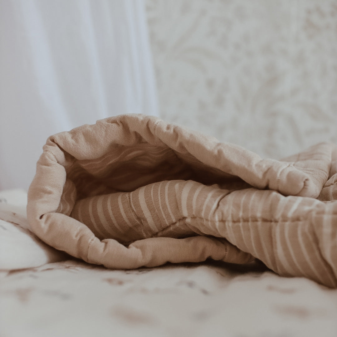 Nattiot Reversible Washed Cotton Baby blanket - Anna Caramel - 140 x 100 cm