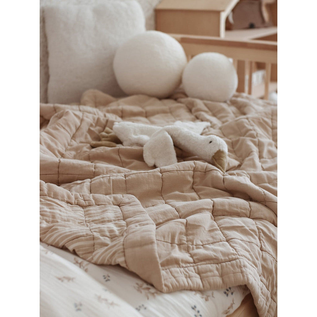 Nattiot Reversible Washed Cotton Baby blanket - Anna Caramel - 140 x 100 cm