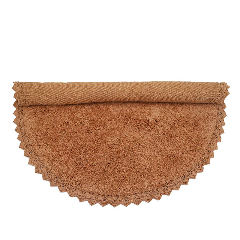 Nattiot round washable cotton rug with crochet finish - Perla toffee - D110 cm