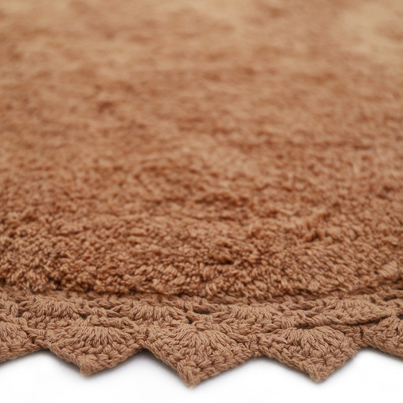 Nattiot round washable cotton rug with crochet finish - Perla toffee - D110 cm