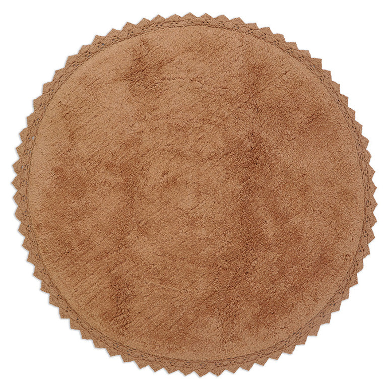 Nattiot round washable cotton rug with crochet finish - Perla toffee - D110 cm