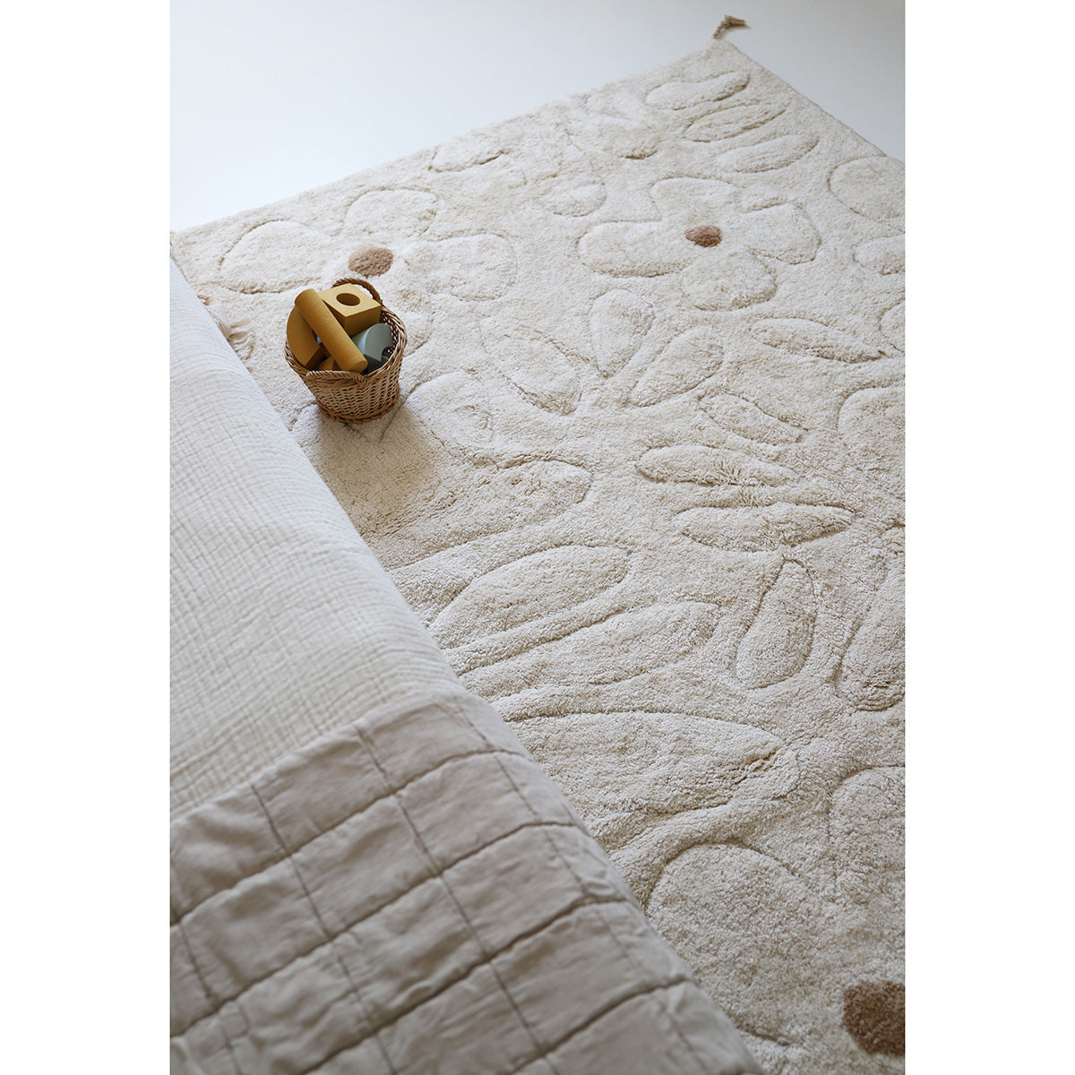 Tapis chambre enfant coton lavable motif fleurs GENTLE FLORA nattiot-shop