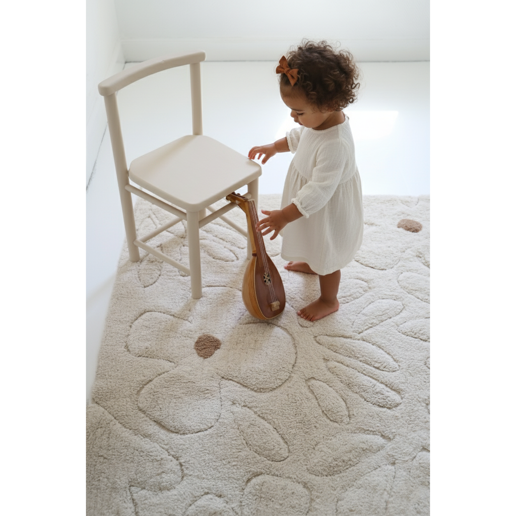 Tapis chambre enfant coton lavable motif fleurs GENTLE FLORA nattiot-shop