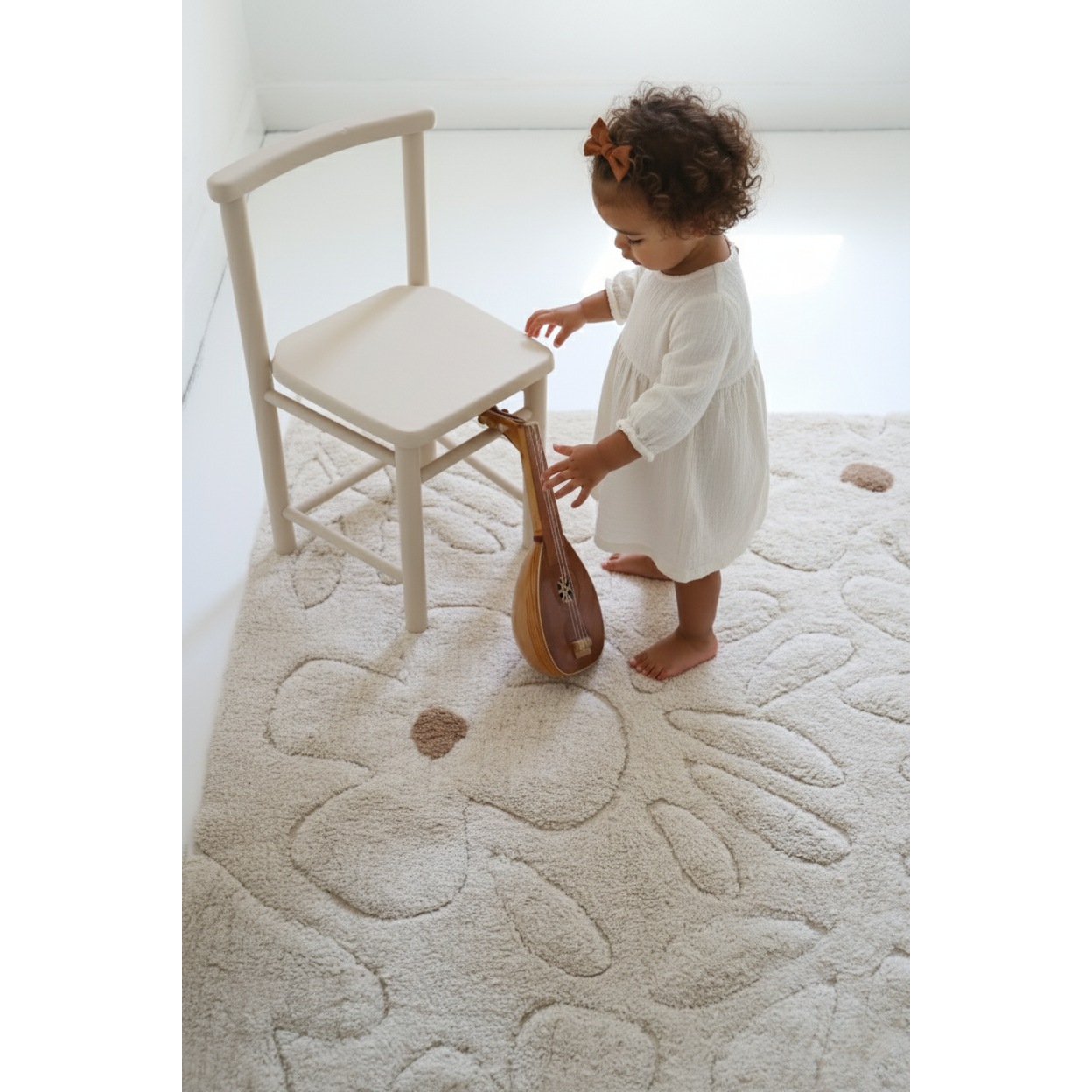 Tapis chambre enfant coton lavable motif fleurs GENTLE FLORA nattiot-shop