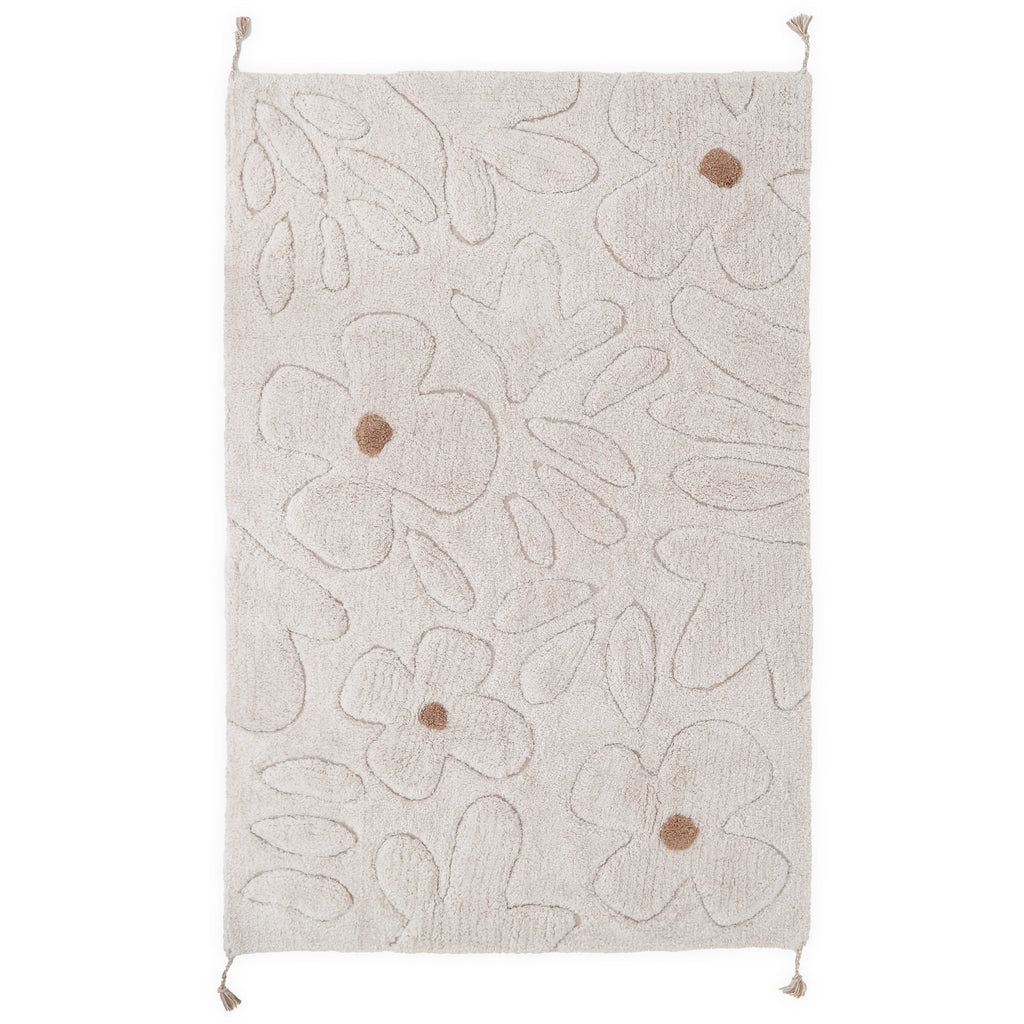 Nattiot Washable cotton Kid's bedroom rug with floral pattern - Gentle Flora - 120 x 180 cm