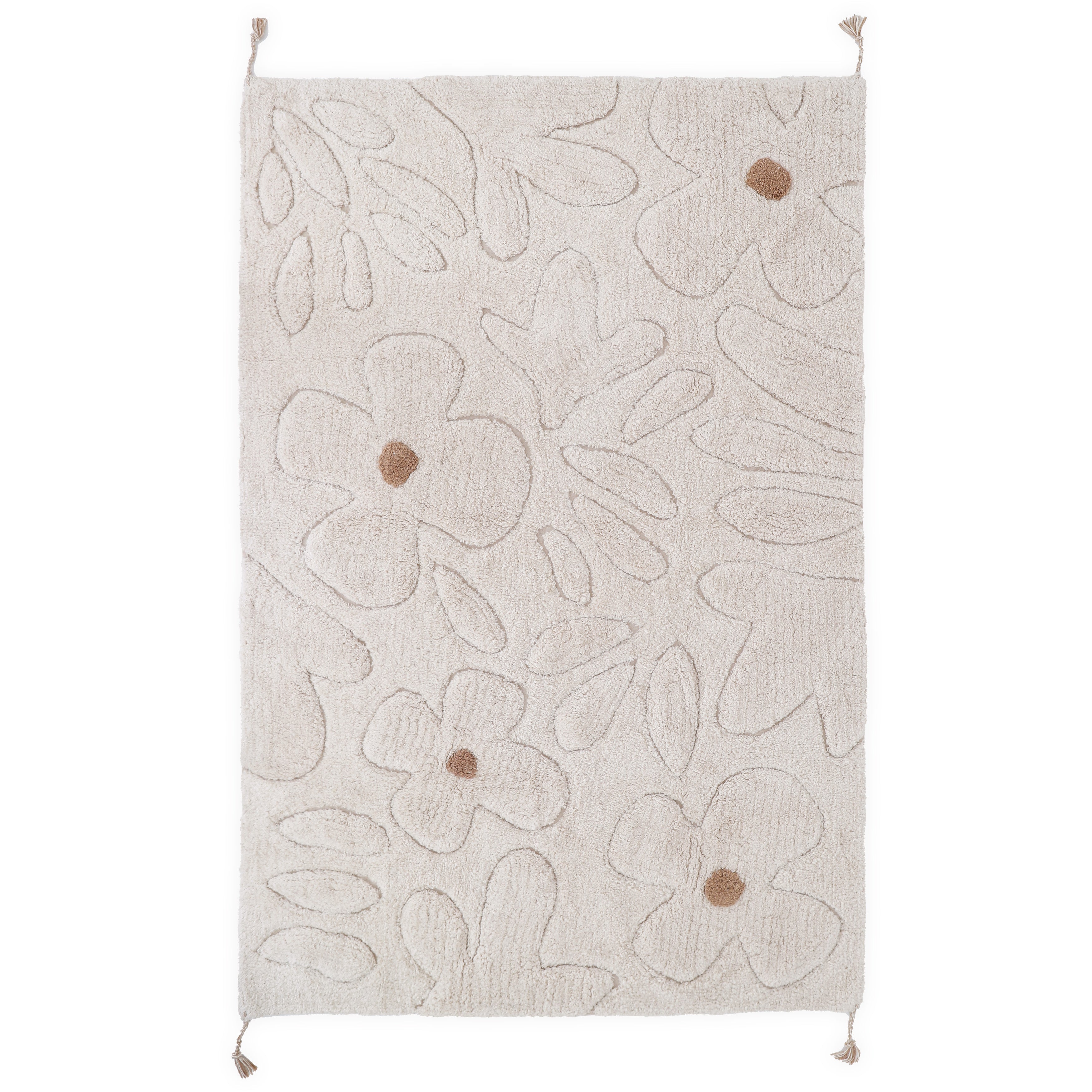 Nattiot Washable cotton Kid's bedroom rug with floral pattern - Gentle Flora - 120 x 180 cm