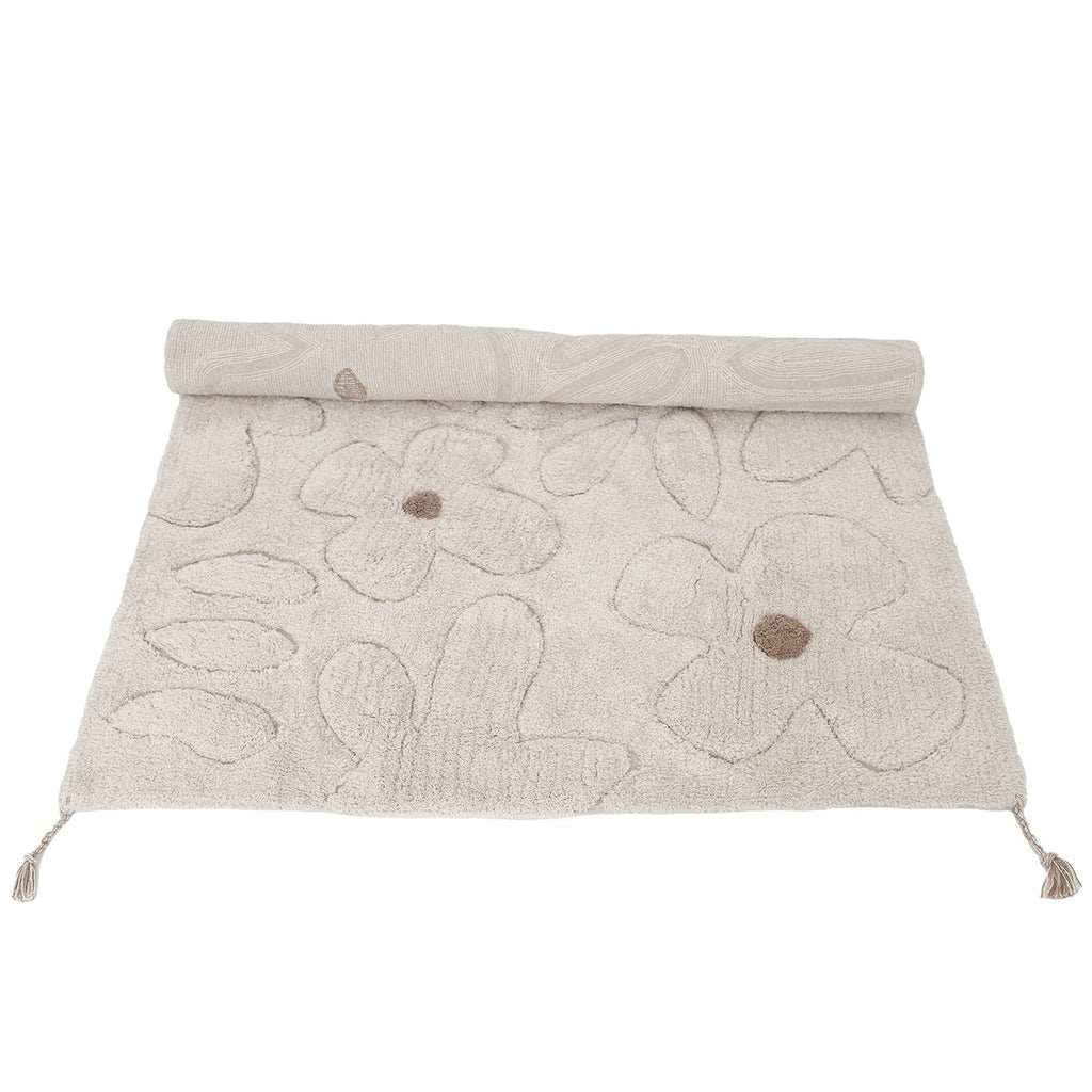 Nattiot Washable cotton Kid's bedroom rug with floral pattern - Gentle Flora - 120 x 180 cm