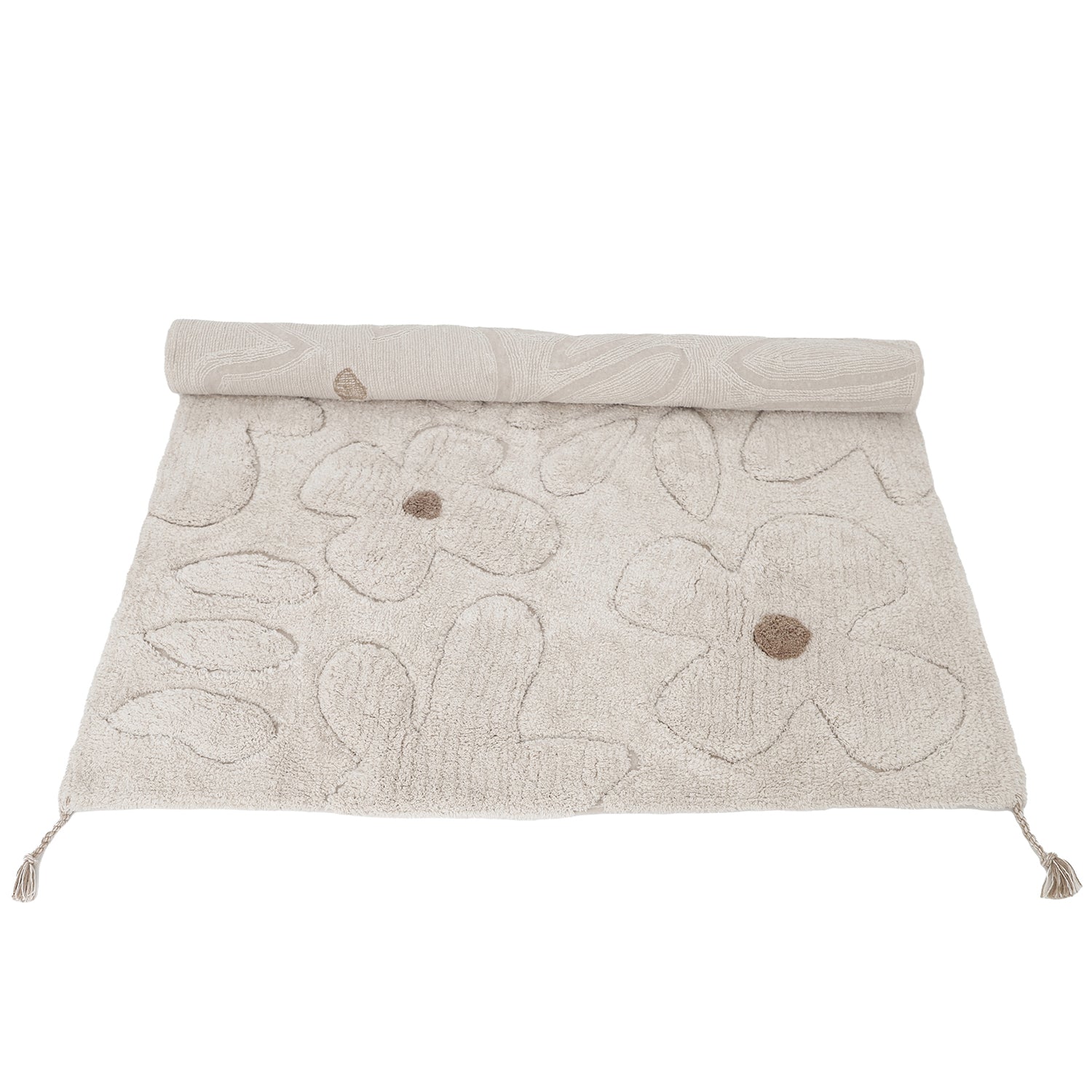 Nattiot Washable cotton Kid's bedroom rug with floral pattern - Gentle Flora - 120 x 180 cm