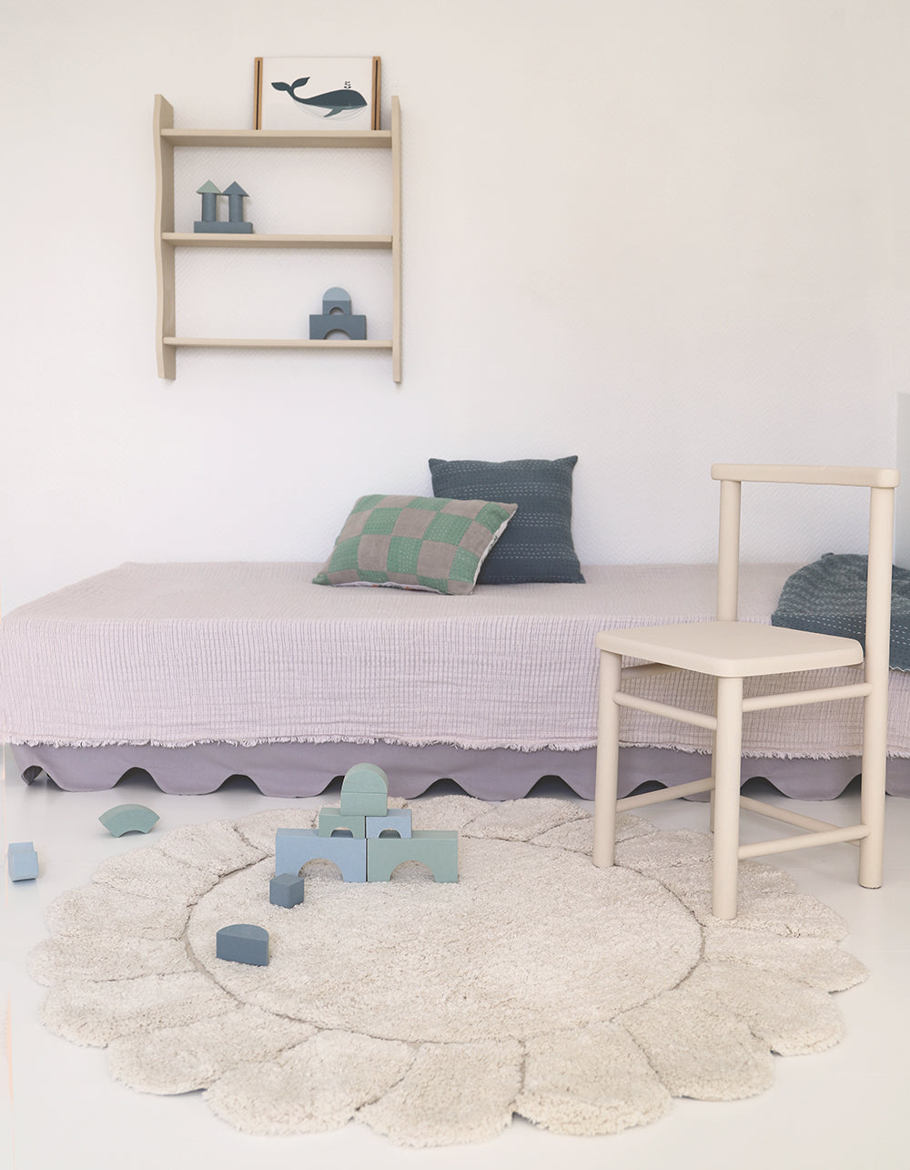 Nattiot Round Washable Cotton Kid's Bedroom Rug with "Petals" Finish - Gabrielle - D 110 cm