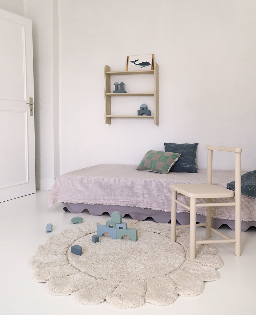 Nattiot Round Washable Cotton Kid's Bedroom Rug with "Petals" Finish - Gabrielle - D 110 cm