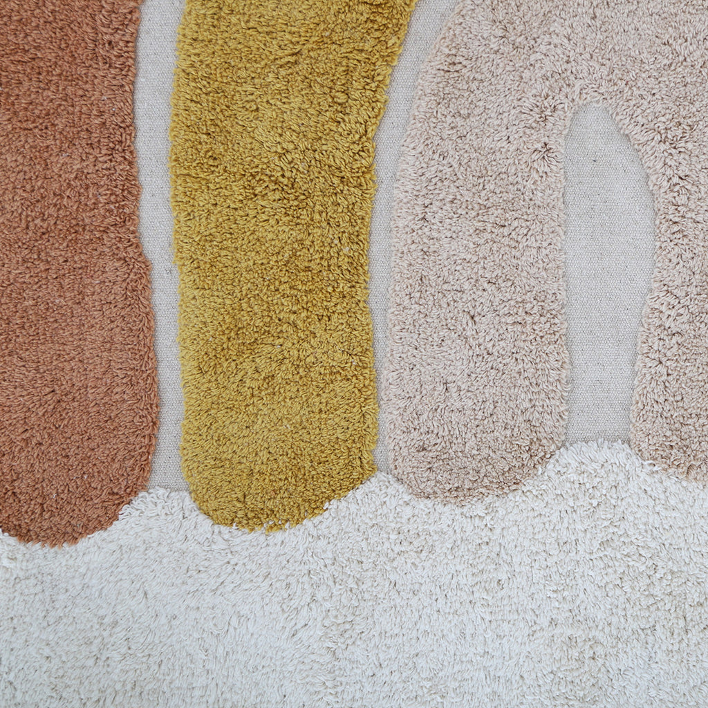 Tapis enfant coton lavable arc en ciel avec pompons RAINBOW TOFFEE 