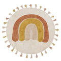 Tapis enfant coton lavable arc en ciel avec pompons RAINBOW TOFFEE 