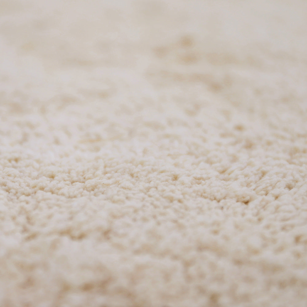 Tapis rond coton lavable finition crochet PERLA SABLE 