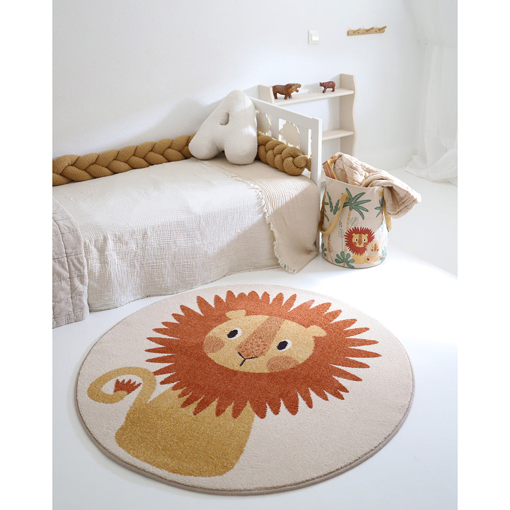 Tapis enfant rond petit lion TIAGGO nattiot-shop