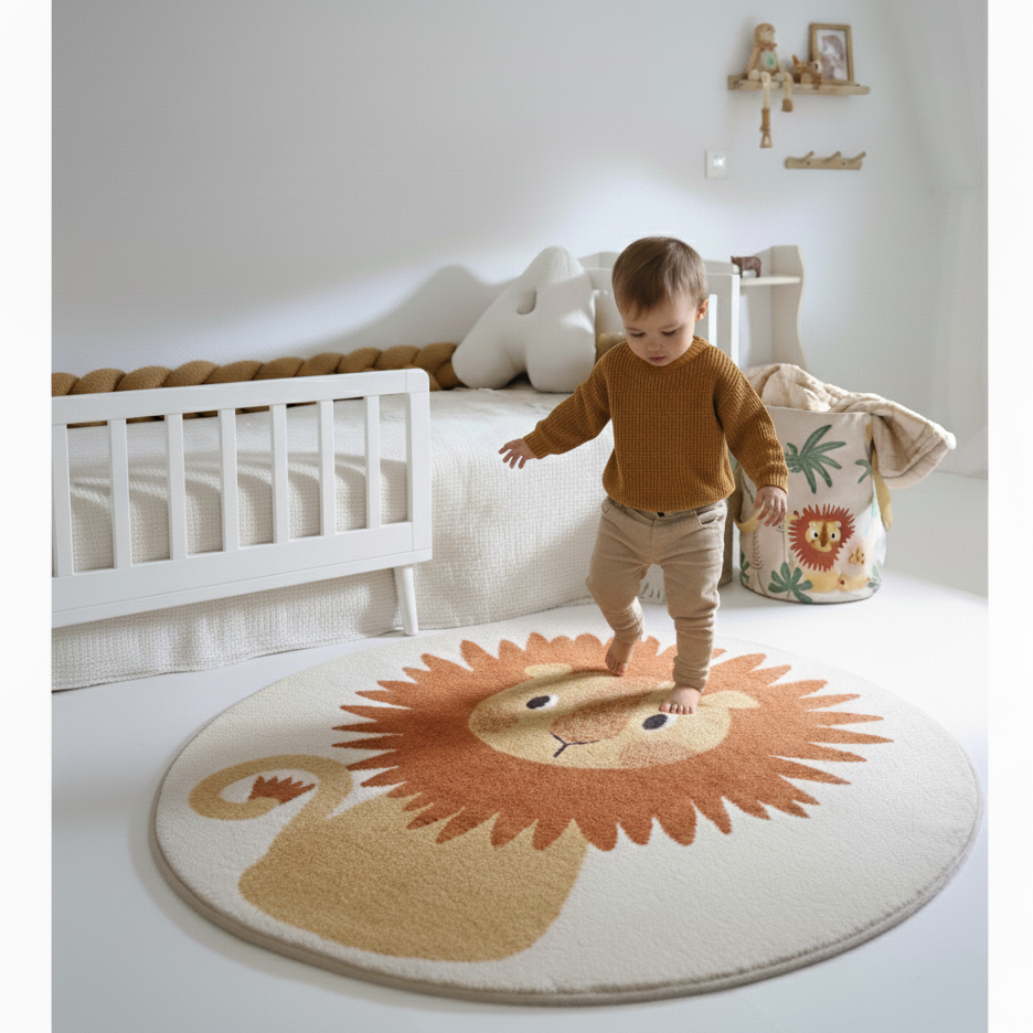Tapis enfant rond petit lion TIAGGO nattiot-shop