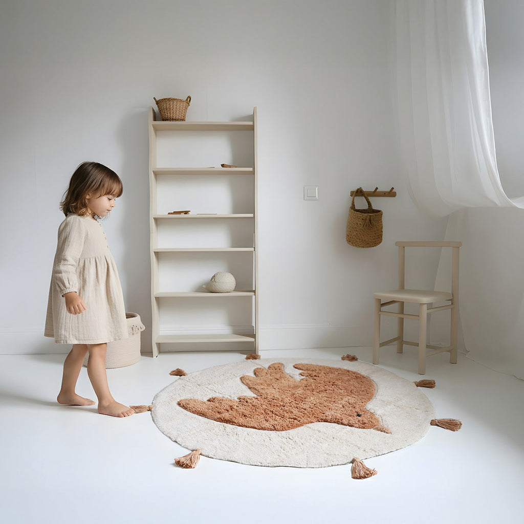 Tapis enfant rond oiseau BOHOBIRD "toast" nattiot-shop