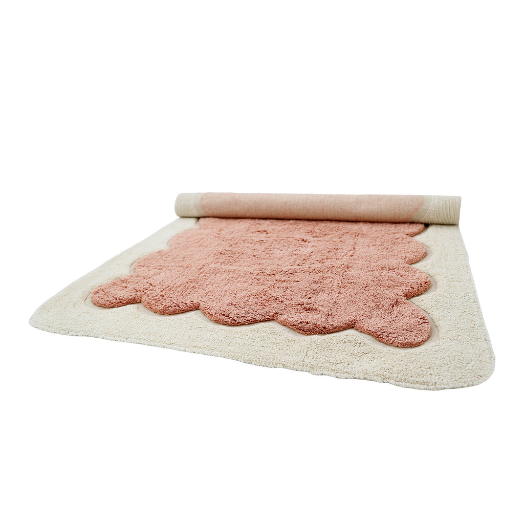 Nattiot Washable Cotton scalloped designer Kid's rug Alfonsina blush - 100 x 150 cm