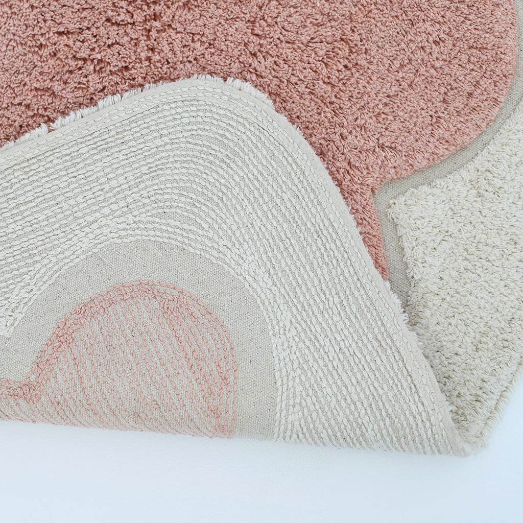 Nattiot Washable Cotton scalloped designer Kid's rug Alfonsina blush - 100 x 150 cm
