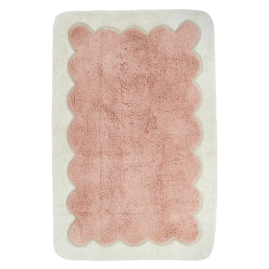 Nattiot Washable Cotton scalloped designer Kid's rug Alfonsina blush - 100 x 150 cm