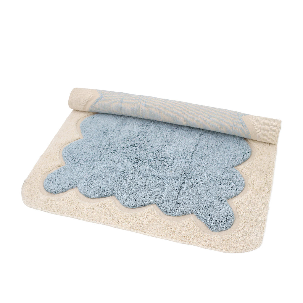 Nattiot Washable Cotton scalloped designer Kid's rug Alfonsina blue - 100 x 150 cm