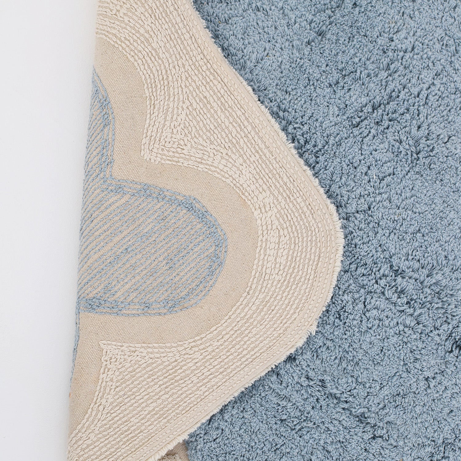 Nattiot Washable Cotton scalloped designer Kid's rug Alfonsina blue - 100 x 150 cm