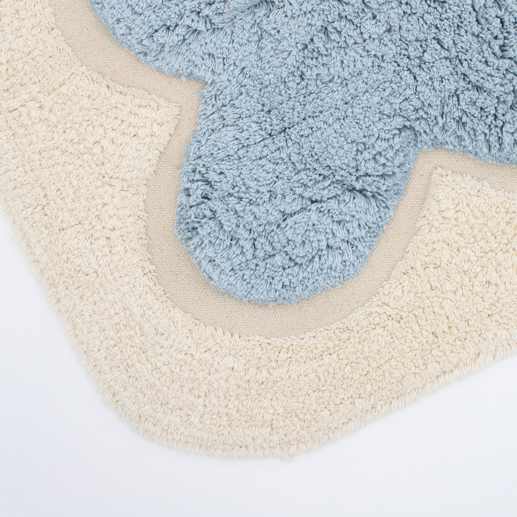 Nattiot Washable Cotton scalloped designer Kid's rug Alfonsina blue - 100 x 150 cm